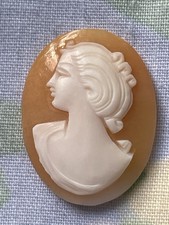 Antique Victorian Unset Hand Carved Left Shell Cameo Unmounted 7/8 Inches 1800s picture
