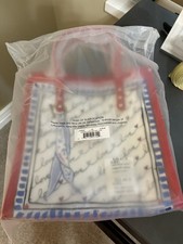 Brighton Striped Love Vinyl Tote Bag D30347 NWT Red White Blue Heart Shoulder picture