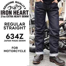 IRON HEART 634Z 21oz EXTRA HEAVY DENIM JAPANESE  BIKER STRAIGHT STRONG JEANS picture