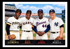 Roberto Clemente Willie Mays Hank Aaron Mickey Mantle Baseball Art Card picture
