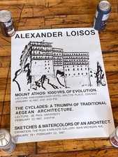 Vtg 1987 Alexander Loisos Poster Aegean Greek Architecture Mount Athos Chicago picture