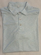 Peter Millar Summer Comfort Polo Shirt Men's L Teal+White Multi Sport Print picture