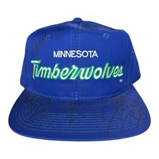 Vintage 90s Minnesota Timberwolves Sports Specialties Signed Team Snapback Hat picture