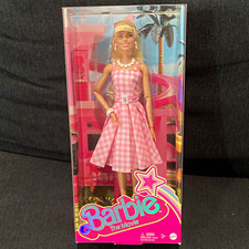Mattel Barbie The Movie Doll Blonde Pink Gingham Dress Removable Clothes HPJ96 picture