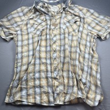 BKE Vintage 1967 Shirt Mens Size 2XL Yellow Plaid Athletic Fit Pearl Snap picture