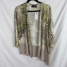 Chicos Travelers Women's Cardigan Top Size 3 XL Animal Melange 3/4 Sleeve NEW picture