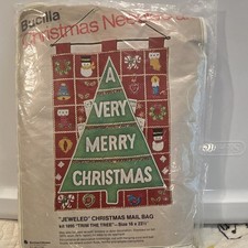 Vintage Bucilla Kit 1895 Jeweled Christmas Mail Bag “Trim The Tree” picture