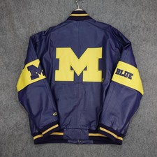 Vintage Michigan Wolverines Jacket Men XXL Blue Leather Varsity G-III Carl Banks picture