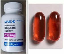Major Stool Softener Docusate Sodium 250mg 100 Softgels (Exp: 11/2027) picture