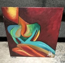 Signed Original Abstract Canvas Painting 14x14 in Unframed, 2023 picture