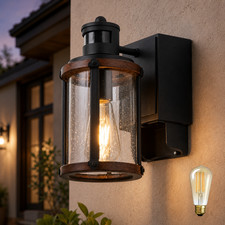 Outdoor Wall Light GFCI Outlet Motion Sensor Dusk to Dawn Porch Sconce Bulb picture