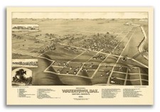 1883 Watertown South Dakota Vintage Old Panoramic City Map - 16x24 picture