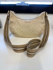 Authentic Gucci GG Canvas Half Moon Hobo Shoulder Bag Beige White Vintage 181092 picture
