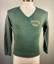 Vintage 50s 60s Mardela High School Sweater Creslan Rayon V Neck Maryland picture