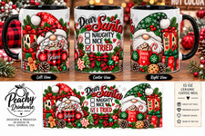Dear Santa I Tried Coffee Mug 15 oz Funny Christmas Gnome Holiday Gift USA picture
