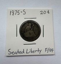 1875‑S Twenty Cent Piece Seated Liberty F/VF Rare Short‑Lived Issue picture