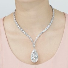 Magnificent Huge Pear & Round Cut Lab-Created 204.9CT Diamonds Teardrop Necklace picture