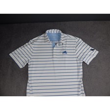 Johnnie-O Mens PREP-FORMANCE Striped Golf Polo Shirt White Blue Size Small 1922 picture