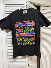 Vintage Eyes on California Tropical Fish Graphic Tee Black Cotton L Crew Neck picture