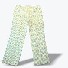 Vintage Saturdays Besties Trousers Mens 1960s Golf Preppy Yellow Blue Plaid 35 picture