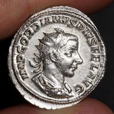 Jupiter Double Denarius Choice XF Ancient Rome Silver Coin 241AD Gordian III picture