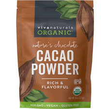 Viva Naturals Organic Cacao Powder, 8 oz - Unsweetened, Rich Dark Chocolate picture
