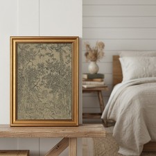 Charming Gold Framed Canvas Art – Dark Moody Vintage Floral Landscape, 12x16in picture