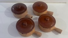 Vintage Aegitna Vallauris France Terracotta Lidded Cooking Pots/Poelon Casserole picture