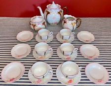 c. 1890 Antique German Child's Toy Tea Set, Service for 6, COMPLETE, 21 Pieces picture
