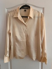 Josephine Chaus size 16 washable silk charmeuse tailored blouse , cream.  picture