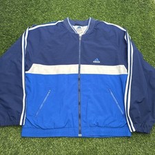Vintage 90s Adidas Track Suit Jacket Mens Large L Blue Full Zip Cotton Lined picture