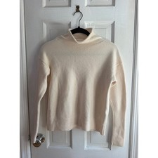 Aritzia Wilfred 100% Merino Wool Mock Neck Knit Sweater Womens Medium Cream picture
