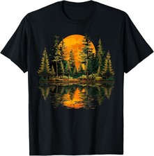 Vintage Nature Reflection Forest Trees Outdoor Wildlife T-Shirt unisex T-Shirt picture