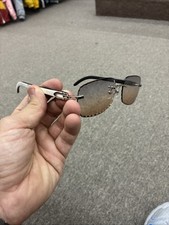 Men's Rimless Sunglasses White Gold - WHITE BUFFS DETROIT STYLE GLASSES picture