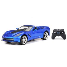NEW BRIGHT 1:8 CHEVROLET CORVETTE RADIO CONTROL SPORTS CAR, BLUE *DISTRESSED PKG picture
