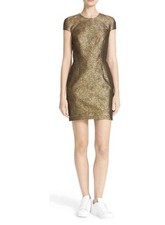 Diane Von Furstenberg Hadlie Metallic Gold Midi Sheath Dress Size 4 EUC picture
