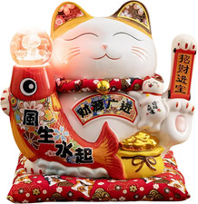 Large Chinese Ceramic Lucky Cat Japanese Maneki Neko Fortune Cat Statue Lucky Ca picture