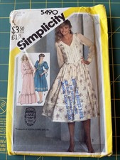 Simplicity 5490 UNCUT Dress Pattern Gunne Sax 1980s size 14 PERFECT picture