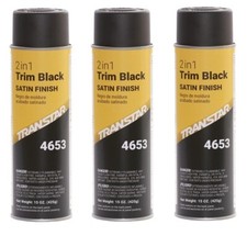 Transtar 4653 2 in 1 Trim Aerosol Satin Black (20 oz) (3 Pack) picture