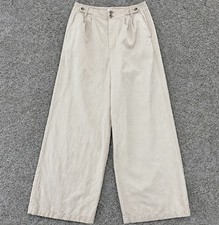 Madewell Harlow Linen Blend Wide Leg Pant Womens 4 Tan Neutral High Rise Pleated picture