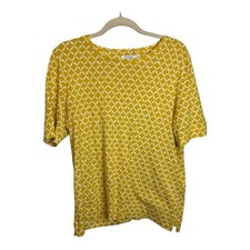 Chico's Shirt Women's Size Large Ikat Cotton T-Shirt Yellow White Chicos 2 picture