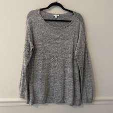 J Jill Pure Long Sleeve Knit Tunic Top Gray Sz L Cotton Minimalist Basic Travel picture