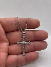 Cross elegant necklace pendant simulated diamonds size 40mm by 26mm picture