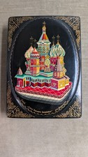 Traditional hand-painted Russian lacquer box Saint Basil's Cathedral 2001 picture