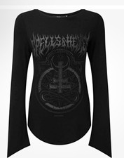 Killstar Spells And Hexes Black Graphic Bell Sleeve Scoop Neck Top Plus Size 4X picture
