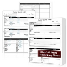 Genealogy Family Group Sheets 100-Pack 12-Generation Two-Sided 8.5x11 Forms picture
