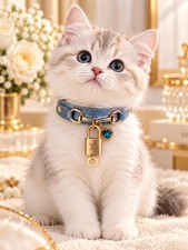 Authentic Louis Vuitton Gold Padlock Key w/ Unbranded Dog Cat Collar Pet Charm picture