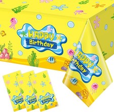 108x54 Inch, Disposable Ocean Jellyfish Seaweed Tablecloth Happy Birthday Table picture