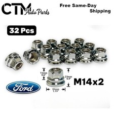 32Pcs Chrome OEM Factory Style Flat Seat Open Lug Nuts M14x2 for FORD MODELS picture