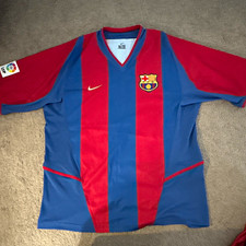 Vintage Nike FC Barcelona Home Jersey 2003 2004 Size L Sponsorless - Near Mint picture